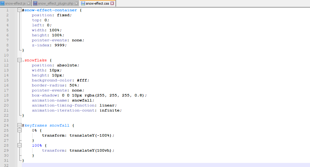 snow effectdotcss